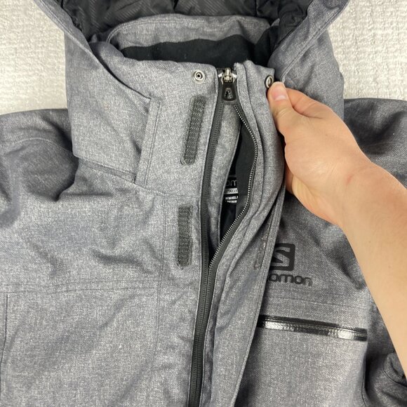 Salomon Stormslide Parka Jacket Ski Winter  Men Size L Dark Heater Grey READ** - Picture 8 of 16
